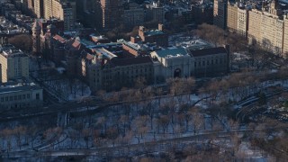 AX66_0190 - 4.8K aerial stock footage of the Museum of Natural History, Upper West Side, New York City