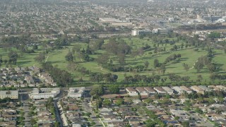 AX68_189 - 4.8K aerial stock footage of Chester Washington Golf Course in Hawthorne, California