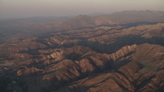 AX70_009 - 4K aerial stock footage Rugged mountains of Los Padres National Forest at sunrise, California