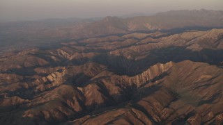 AX70_010 - 4K aerial stock footage Mountains at sunrise in Los Padres National Forest, California