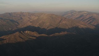 AX70_015 - 4K aerial stock footage Tall mountains at sunrise, Los Padres National Forest, California
