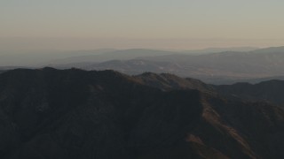 AX70_017 - 4K aerial stock footage Flyby mountain ridge at sunrise, Los Padres National Forest, California