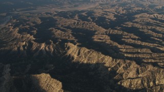 AX70_018 - 4K aerial stock footage Mountain ridge in the Los Padres National Forest at sunrise, California