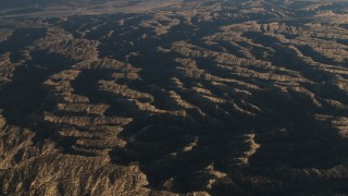 AX70_020 - 4K aerial stock footage of A view of mountain ridges in Los Padres National Forest at sunrise, California