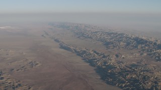 AX70_034 - 4K aerial stock footage Approach the San Andreas Fault and Temblor Range in California