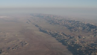 AX70_035 - 4K stock footage aerial video of The San Andreas Fault, Temblor Range, and desert plains in Southern California