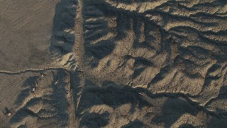AX70_050 - 4K stock footage aerial video A bird's eye view of the San Andreas Fault in Southern California, at sunrise