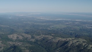 AX70_089 - 4K aerial stock footage of A view of San Francisco Bay seen from the Santa Cruz Mountains, California