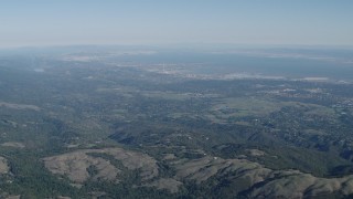 AX70_090 - 4K aerial stock footage San Francisco Bay viewed from the Santa Cruz Mountains, California