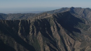 AX70_194 - 4K aerial stock footage Flyby steep-sloped mountain ridge in the Los Padres National Forest, California