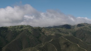 AX70_271 - 4K aerial stock footage of cloud cover over mountains in the Santa Lucia Range in California
