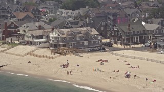 AX71_082 - 5.1K aerial stock footage of beachfront homes in Bay Head, Jersey Shore, New Jersey