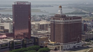 AX71_196 - 5.1K aerial stock footage of Claridge Atlantic City hotel in New Jersey