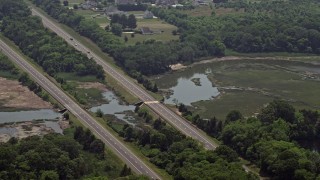 AX71_264 - 5.1K aerial stock footage of the Garden State Parkway in Wildwood, New Jersey