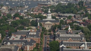 AX73_015 - 5.1K aerial stock footage of the Maryland State House in Annapolis