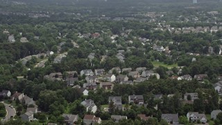 AX74_001 - 4.8K aerial stock footage flying Over Suburban Neighborhoods in Manassas, Virginia