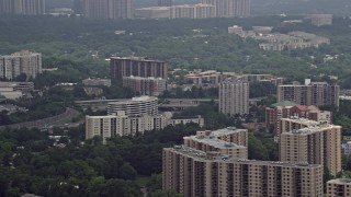 AX74_021E - 4.8K aerial stock footage of apartment buildings in Alexandria, Virginia