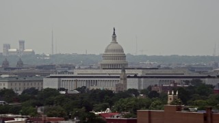 AX74_040 - 4.8K aerial stock footage of the United States Capitol Building and Dome in Washington DC