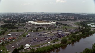 AX74_044 - 4.8K aerial stock footage of Robert F. Kennedy Memorial Stadium in Washington DC