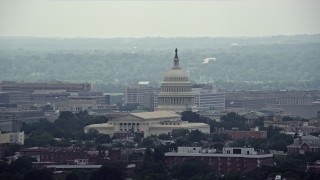 AX74_052E - 4.8K aerial stock footage of the Supreme Court and the United States Capitol in Washington DC