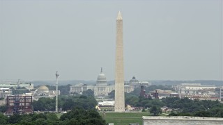 AX74_085E - 4.8K stock footage aerial video of Washington Monument and United States Capitol in Washington DC
