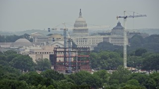 AX74_098 - 4.8K stock footage aerial video of the United States Capitol, reveal the Washington Monument in Washington DC