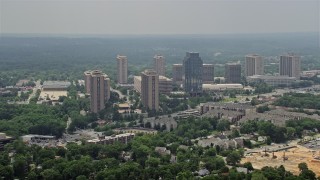 AX74_121 - 4.8K aerial stock footage of apartment complexes and the Social Security Administration office building in Falls Church, Virginia