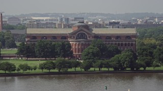 AX75_049 - 4.8K aerial stock footage of Roosevelt Hall, home to the National War College in Washington DC