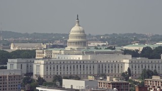 AX75_073E - 4.8K aerial stock footage of the United States Capitol and Rayburn House Office Building in Washington DC