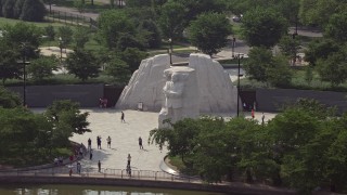 AX75_083E - 4.8K aerial stock footage approaching the Martin Luther King Jr. National Memorial in Washington DC