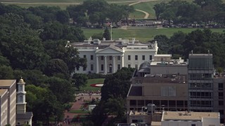 AX75_096E - 4.8K aerial stock footage of the North Side of The White House in Washington DC