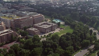AX75_113 - 4.8K aerial stock footage of the Francis-Stevens Education Campus in Washington DC