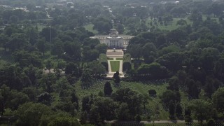 AX75_136 - 4.8K aerial stock footage approaching the Tomb of the Unknown Soldier at Arlington National Cemetery, Washington DC