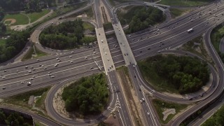 AX75_153 - 4.8K aerial stock footage of a bird's eye view of overpass on Interstate 495 in Annandale, Virginia