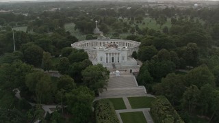 AX76_120 - 4.8K stock footage aerial video of the Tomb of the Unknown Soldier, Arlington National Cemetery, Arlington, Virginia, twilight