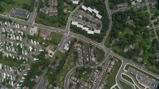 AX78_013 - 4.8K aerial stock footage of a bird's eye view of town homes, row houses and apartment buildings in Manassas, Virginia
