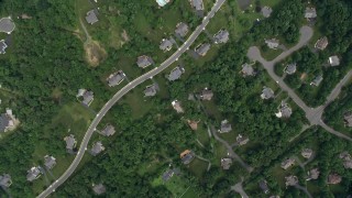 AX78_026 - 4.8K aerial stock footage of a bird's eye view of suburban houses, Herndon, Virginia