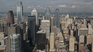 AX79_019 - 4.8K aerial stock footage of Downtown Philadelphia's tallest skyscrapers, Pennsylvania
