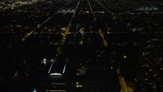 AX81_058 - 4.8K aerial stock footage flying over the Mall to approach Independence Hall, Philadelphia, Pennsylvania, Night