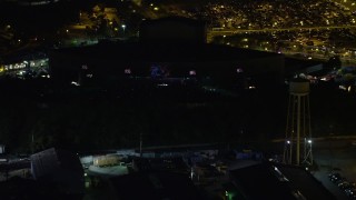 AX81_085 - 4.8K aerial stock footage of a concert at BB&T Pavilion, Camden, New Jersey Night