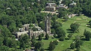 AX82_091 - 4.8K aerial stock footage of Princeton Graduate College at Princeton University, New Jersey
