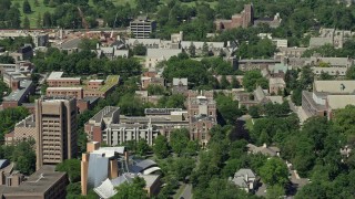 AX82_095 - 4.8K aerial stock footage of Princeton University campus buildings, New Jersey
