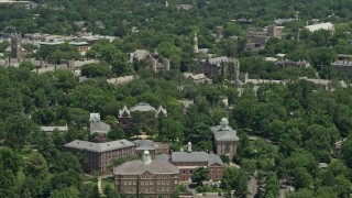 AX83_019 - 4.8K aerial stock footage flying by the Princeton University campus, New Jersey