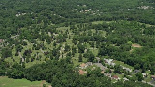 AX83_058 - 4.8K aerial stock footage flying by Hillside Cemetery in Edison, New Jersey
