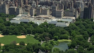 AX83_138 - 4.8K aerial stock footage of the Metropolitan Museum of Art in New York City