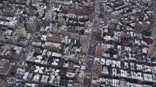 AX84_055 - 4K aerial stock footage Flying over Chelsea, revealing Lower Manhattan, New York, New York