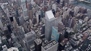 AX84_066 - 4K aerial stock footage Approaching Citigroup Center, Midtown Manhattan, New York, New York