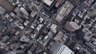 AX84_067 - 4K stock footage aerial video Bird's eye view flying over Midtown Manhattan skyscrapers, New York, New York