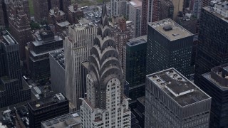 AX86_044 - 4K aerial stock footage of circling the Chrysler Building, Midtown Manhattan, New York City