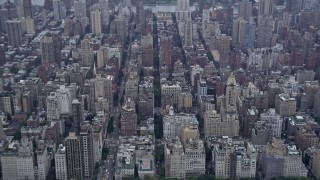 AX86_054 - 4K aerial stock footage of apartment buildings on the Upper East Side, New York City